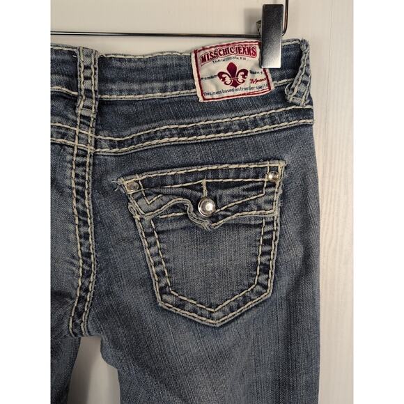 Miss Chic Womens Skinny Jeans Western Contrast Stitches Low Rise Denim Size 27W - Picture 4 of 12